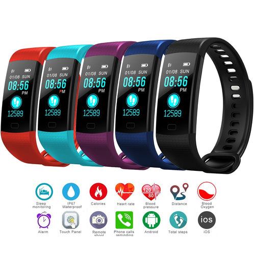 Y5 Smart Wristband Heart Rate Blood Pressure Monitor Tracker Fitness Tracker Smart Bracelet Waterproof Smart Watch Pedometer