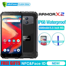 Load image into Gallery viewer, Ulefone Armor X2 Waterproof IP68 3G Smartphone 5.5&quot; HD Quad Core Android 8.1 2GB+16GB NFC Face ID 5500mAh Dual Cam Mobile Phone